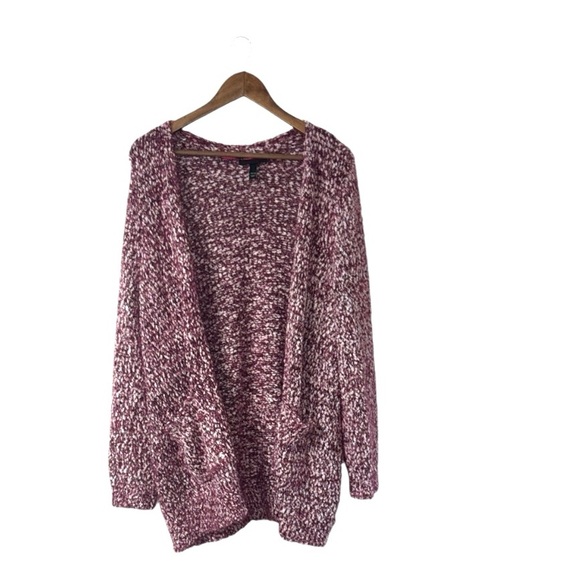 Lane Bryant Red Pink Soft Open Cardigan Sweater Oversized Fuzzy Comfy Size 14/16 - Picture 1 of 5